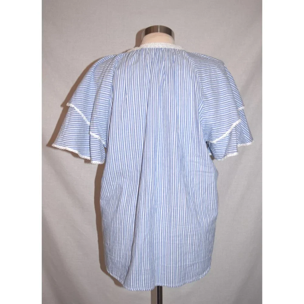 Seven7 Striped Tie Front Blouse size XL - Picture 6 of 10